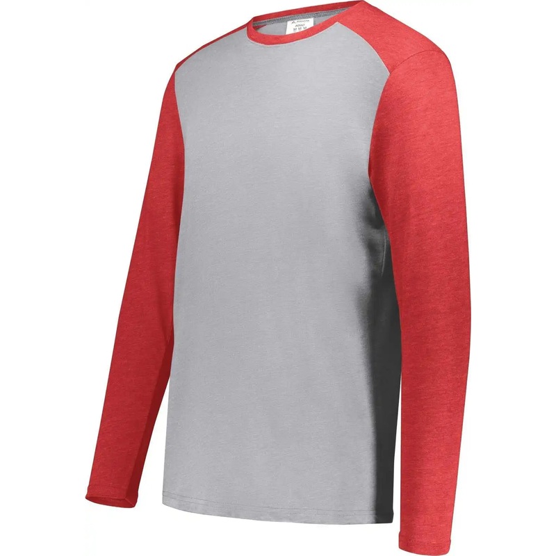Augusta 6881 Gameday Vintage Long Sleeve Tee – Gray Heather Scarlet Heather