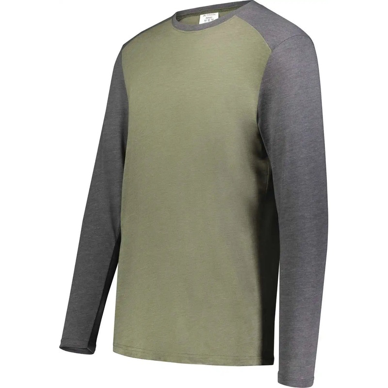 Augusta 6881 Gameday Vintage Long Sleeve Tee – Olive Heather Carbon Heather