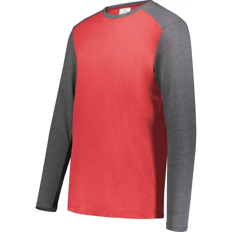 Augusta 6881 Gameday Vintage Long Sleeve Tee – Scarlet Heather Carbon Heather