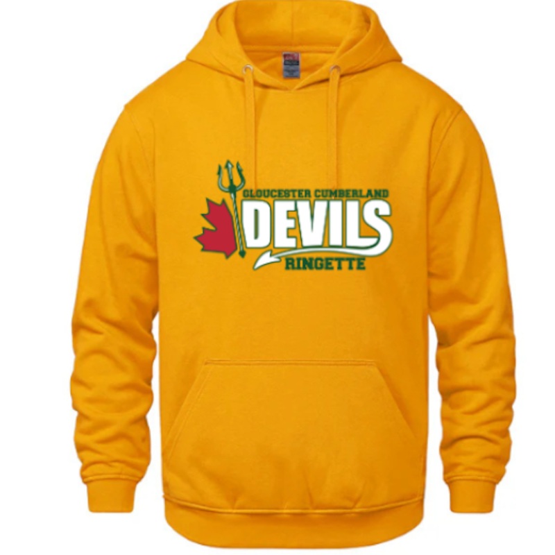 GLOUCESTER CUMBERLAND DEVILS COTTON FLEECE HOODIE ADULT – GOLD