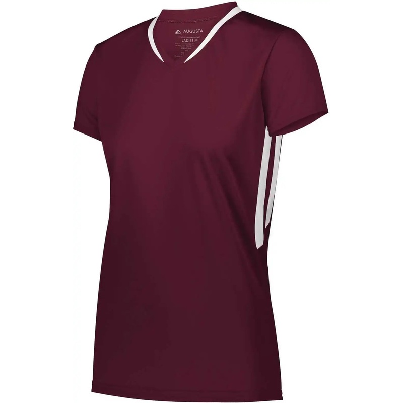 Augusta 1682 Ladies Full Force Short Sleeve Jersey – Maroon White