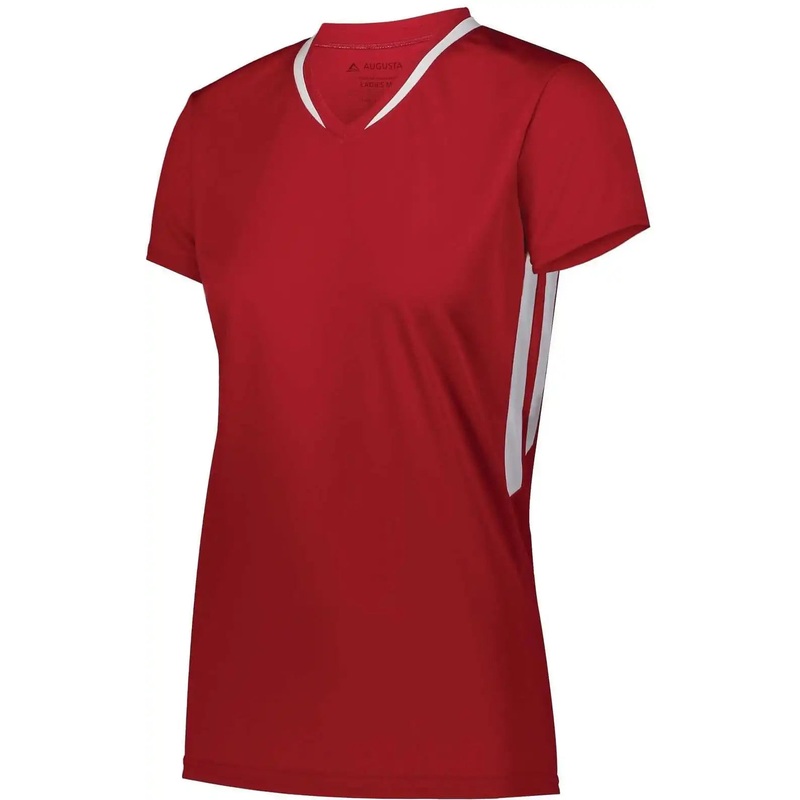Augusta 1682 Ladies Full Force Short Sleeve Jersey – Scarlet White
