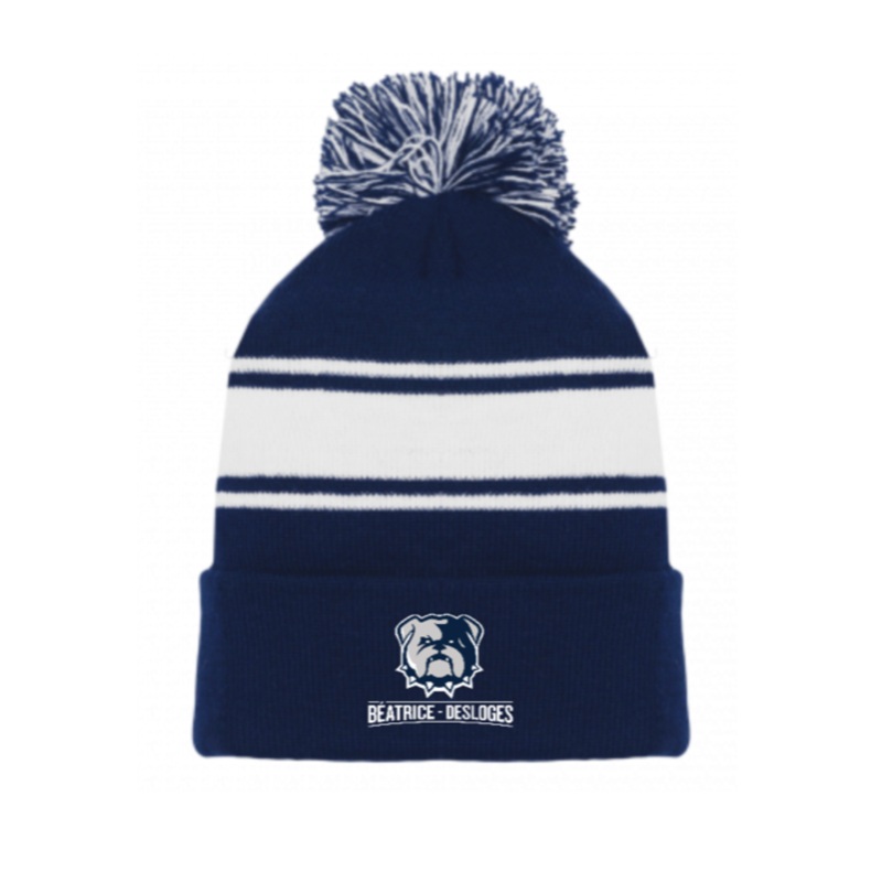 BEATRICE-DESLOGES TUQUE POM POM AVEC LOGO BROD