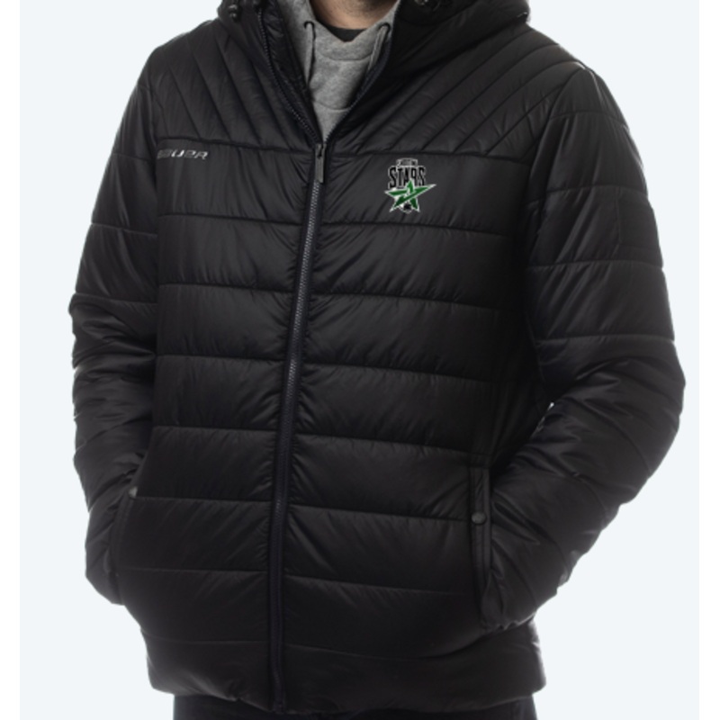 EAST OTTAWA SHOOTING STARS BAUER HOODED PUFFER JACKET – BLACK -YOUTH WITH EMBROIDERED LEFT CHEST LOGO