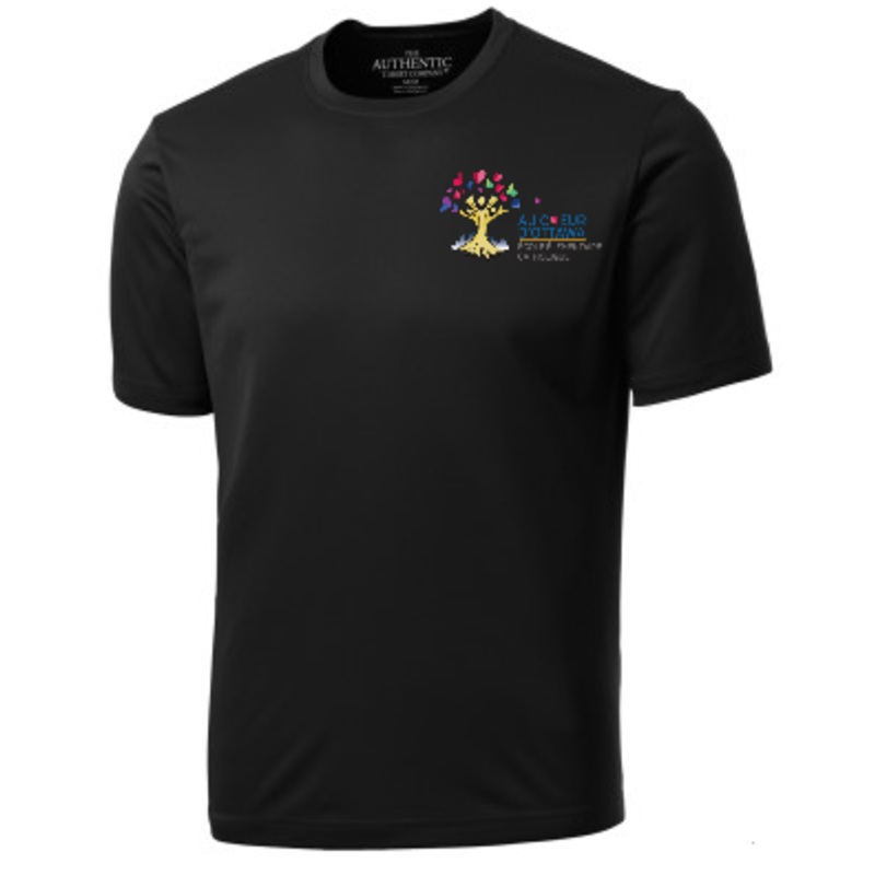 AU COEUR DRYFIT SHORT SLEEVE TEE WITH HEAT PRESSED LOGO