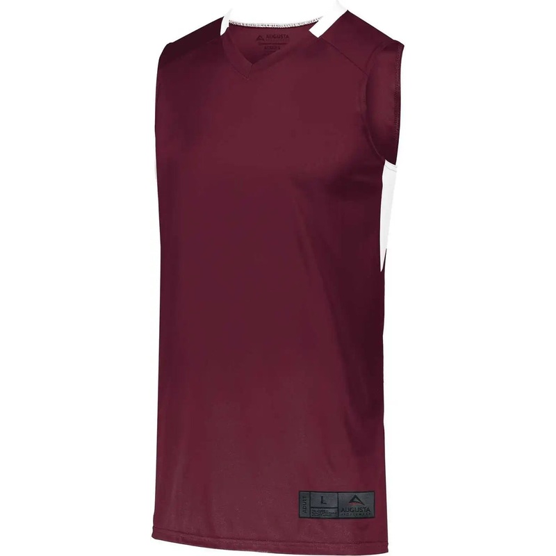Augusta 1731 Youth Step-Back Basketball Jersey – Maroon White