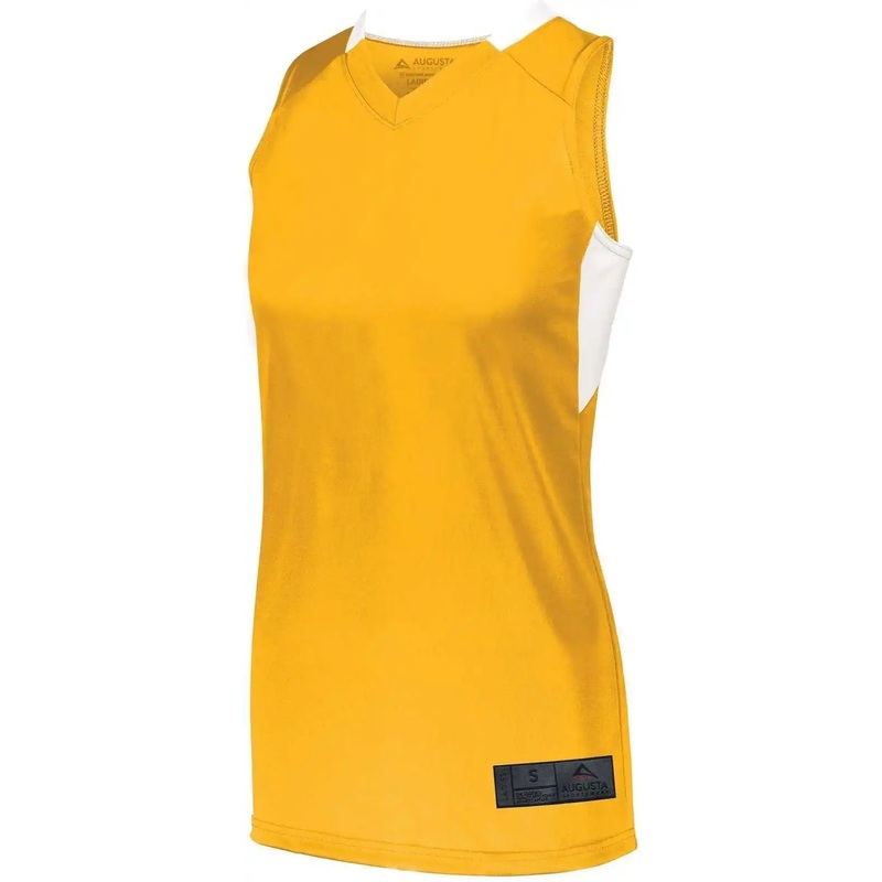 Augusta 1732 Ladies Step-Back Basketball Jersey – Gold White