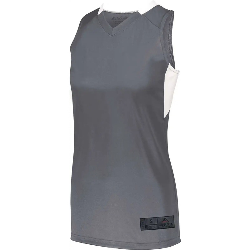 Augusta 1732 Ladies Step-Back Basketball Jersey – Graphite White