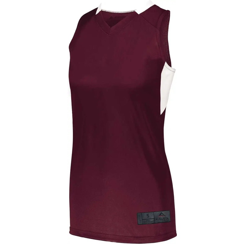 Augusta 1732 Ladies Step-Back Basketball Jersey – Maroon White
