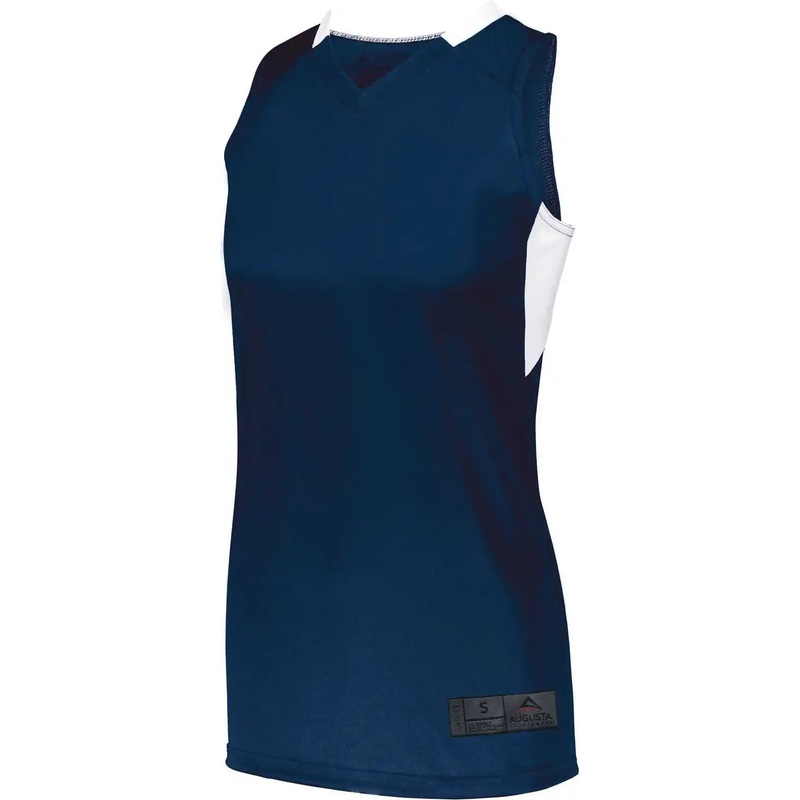 Augusta 1732 Ladies Step-Back Basketball Jersey – Navy White