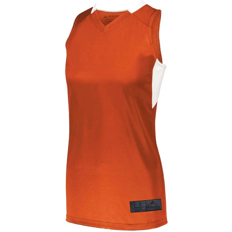Augusta 1732 Ladies Step-Back Basketball Jersey – Orange White
