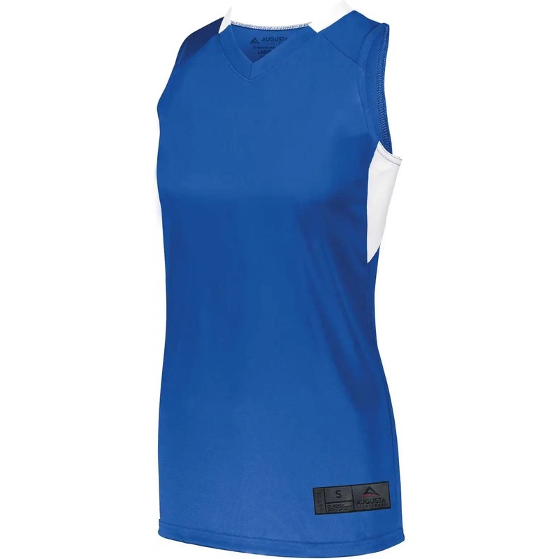 Augusta 1732 Ladies Step-Back Basketball Jersey – Royal White