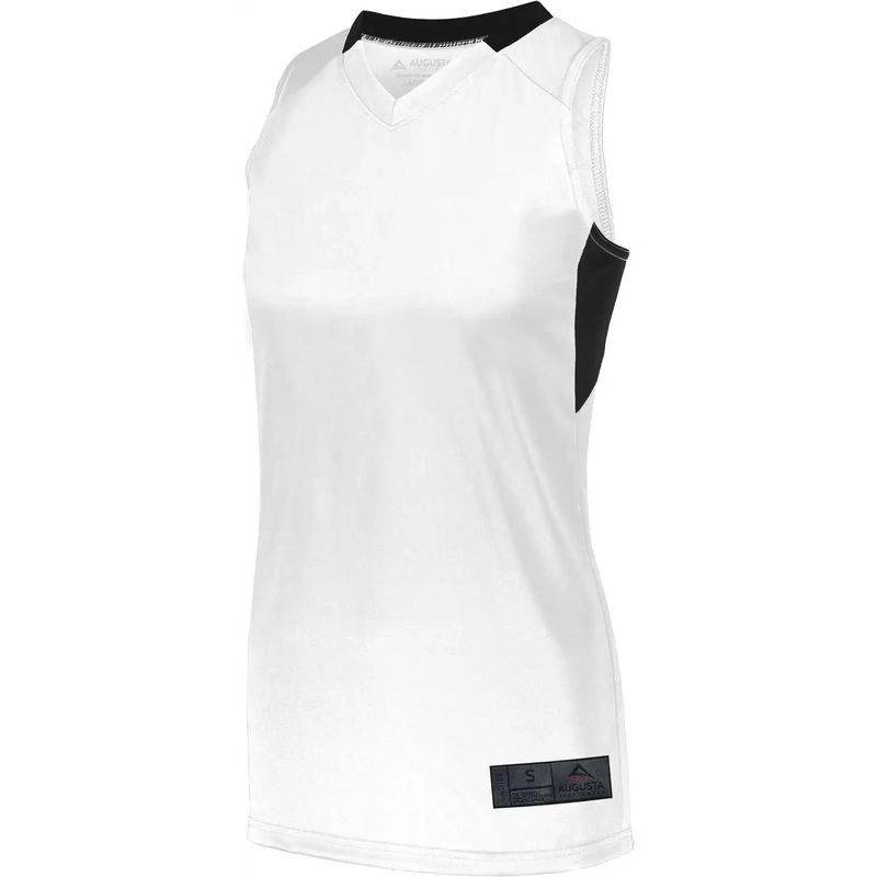Augusta 1732 Ladies Step-Back Basketball Jersey – White Black