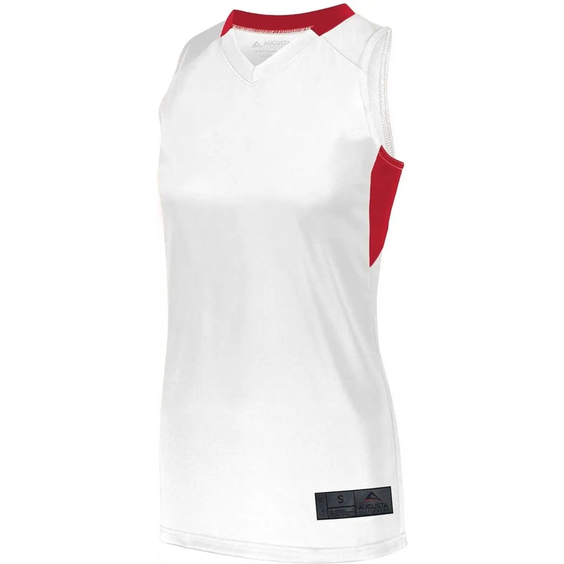 Augusta 1732 Ladies Step-Back Basketball Jersey – White Red