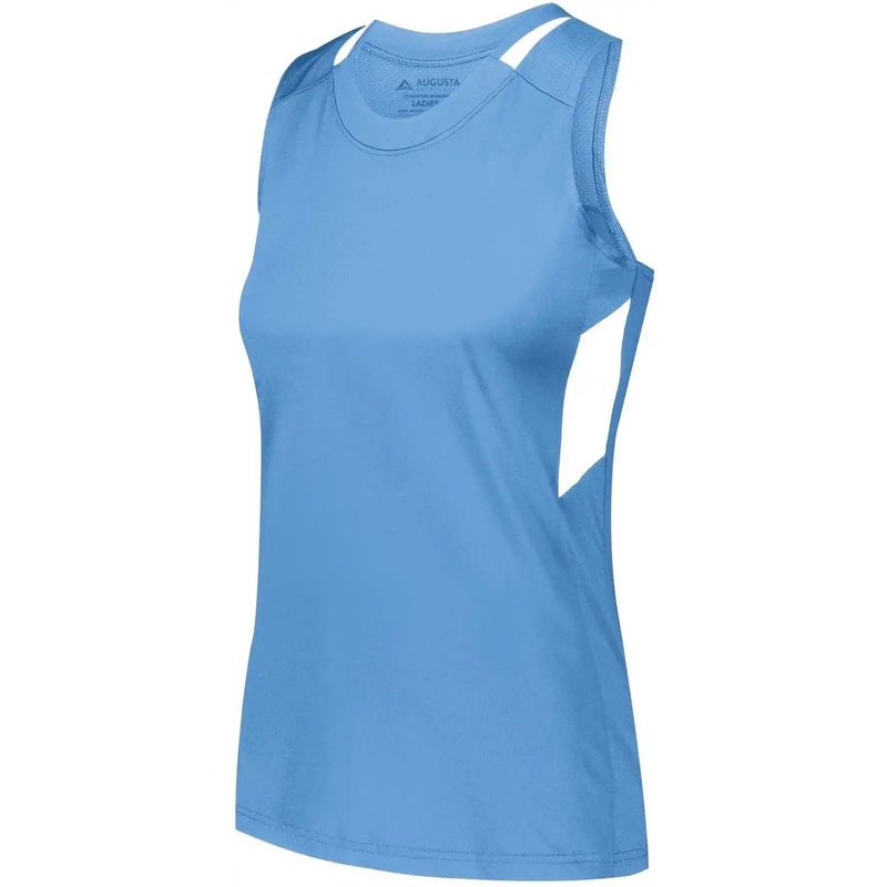 Augusta 2436 Ladies Crossover Tank – Columbia Blue White