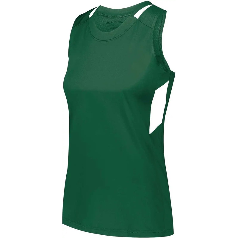 Augusta 2436 Ladies Crossover Tank – Dark Green White