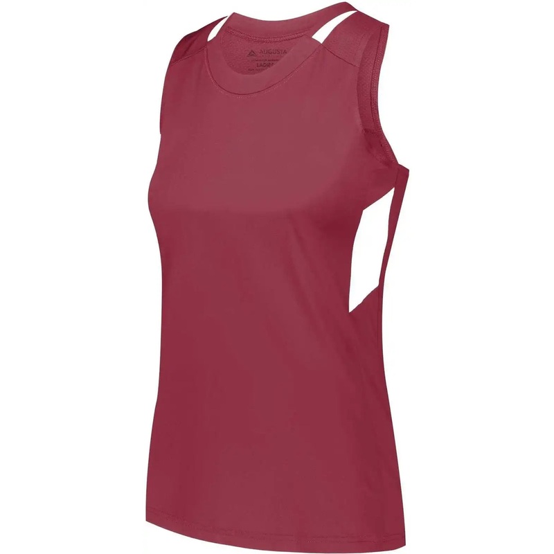 Augusta 2436 Ladies Crossover Tank – Maroon White