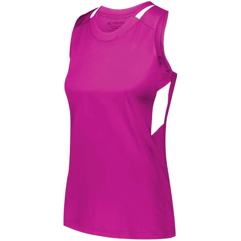 Augusta 2436 Ladies Crossover Tank – Power Pink White
