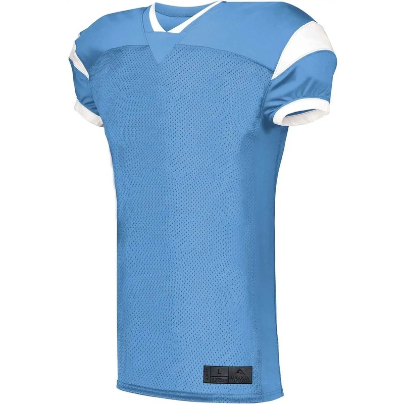 Augusta 9582 Slant Football Jersey – Columbia Blue White