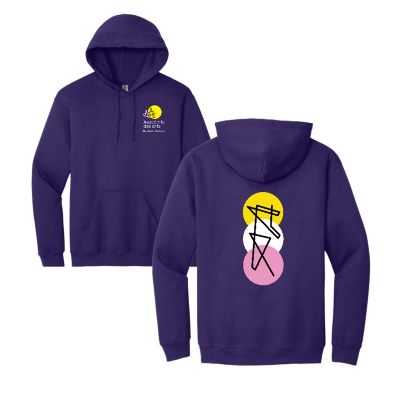 BEATRICE-DESLOGES HOODIE GILDAN MAUVE AVEC LOGO IMPRIM AU DOS ET SUR LA POITRINE GAUCHE