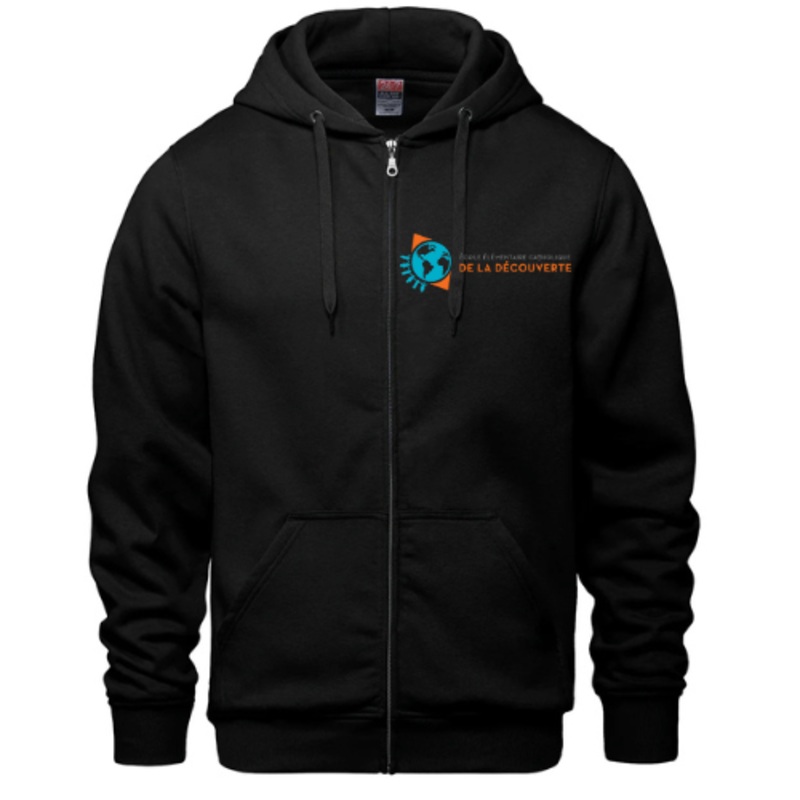 DE LA DCOUVERTE FULL ZIP HOODIE WITH EMBROIDERED LEFT CHEST LOGO