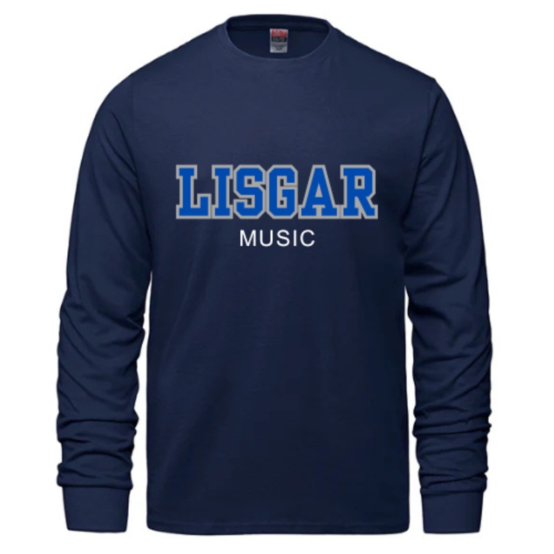 LISGAR COLLEGIATE INSTITUTE LONG SLEEVE COTTON TSHIRT WITH HEAT PRESSED FULL FRONT MUSIC LOGO