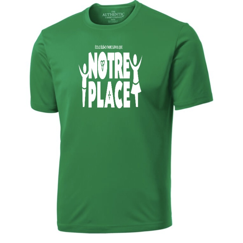 NOTRE PLACE ATC SHORT SLEEVE DRYFIT TSHIRT WITH HEAT PRESSED LOGO
