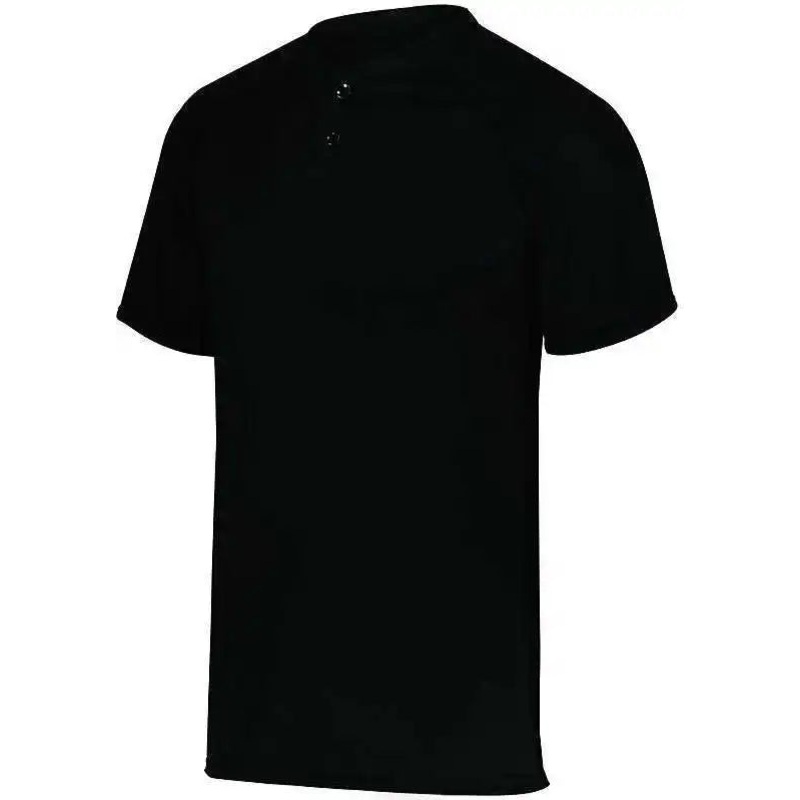 Augusta 1566 Youth Attain Two-Button Jersey – Black