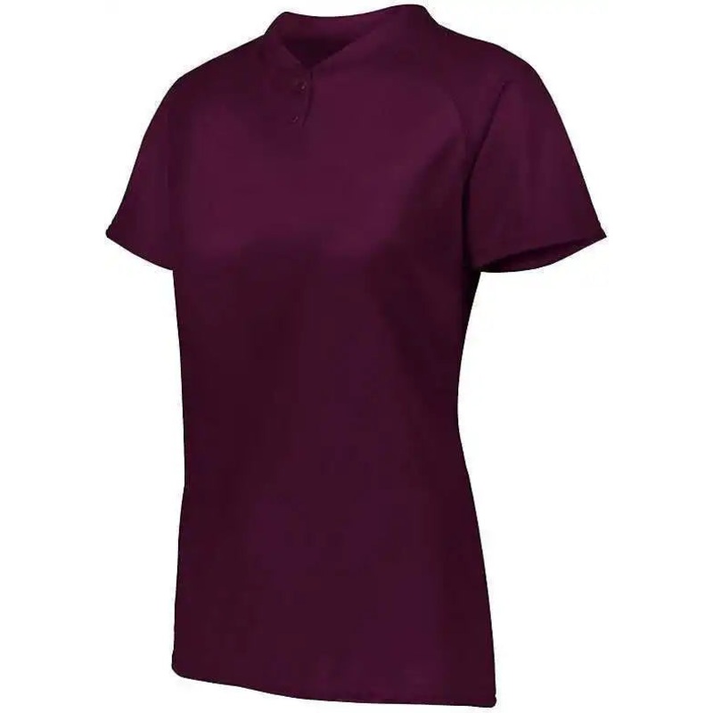 Augusta 1567 Ladies Attain Two-Button Jersey – Maroon
