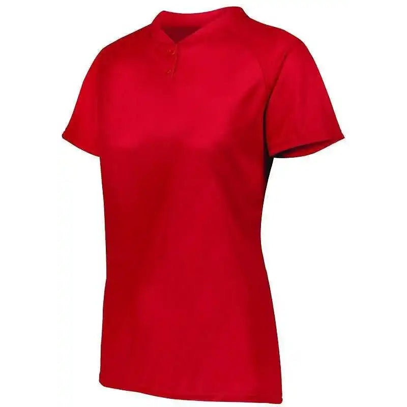 Augusta 1567 Ladies Attain Two-Button Jersey – Red