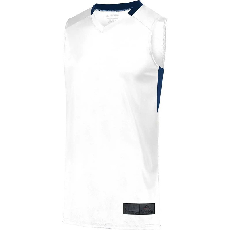 Augusta 1730 Step-Back Basketball Jersey – White Navy