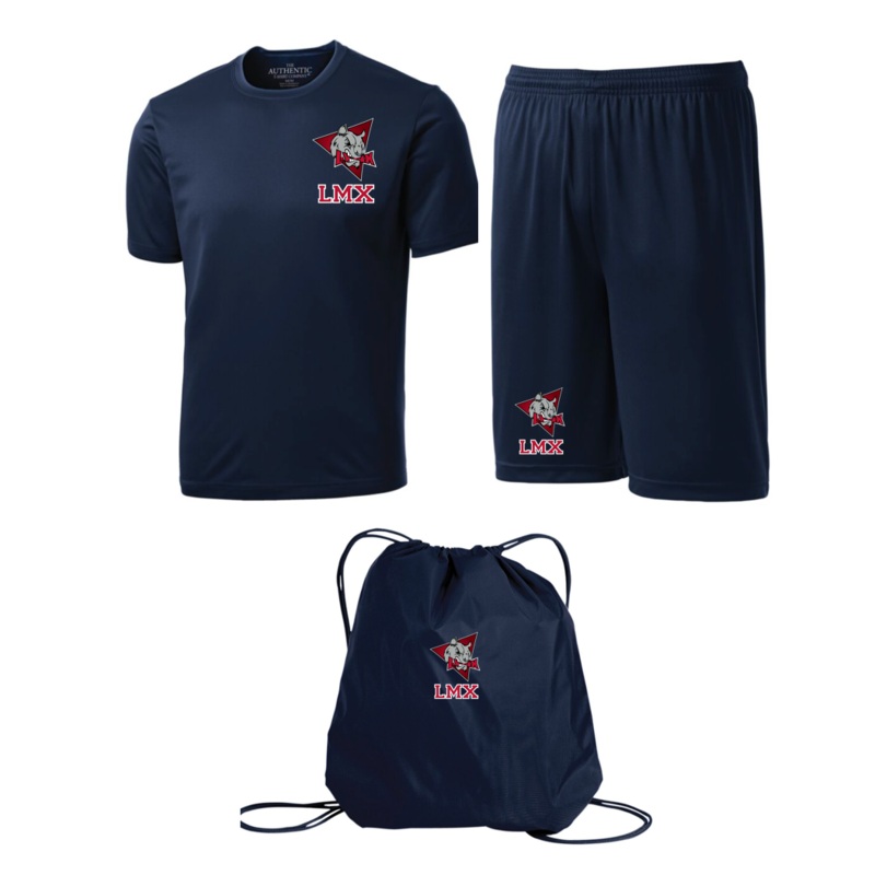 COLE LMENTAIRE CATHOLIQUE LAMOUREUX ATC KIT CONTAINS DRYFIT TSHIRT, SHORTS, AND CARRY BAG ALL WITH HEAT PRESS LOGO