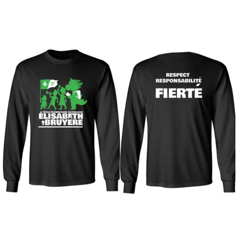 COLE LMENTAIRE CATHOLIQUE LISABETH-BRUYRE ATC DRYFIT LONG SLEEVE TEE WITH 3-COLOUR LOGO PRINTED ON FRONT AND 1-COLOUR ON BACK