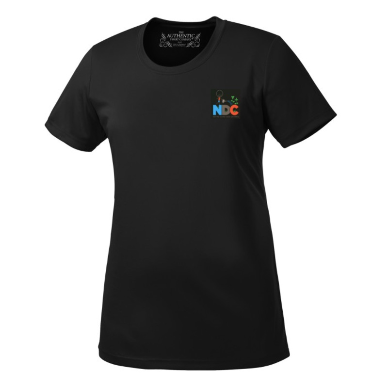 COLE LMENTAIRE CATHOLIQUE NOTRE DAME DES CHAMPS DRYFIT SHORT SLEEVE TEE LADIES-BLACK WITH HEAT PRESSED LOGO