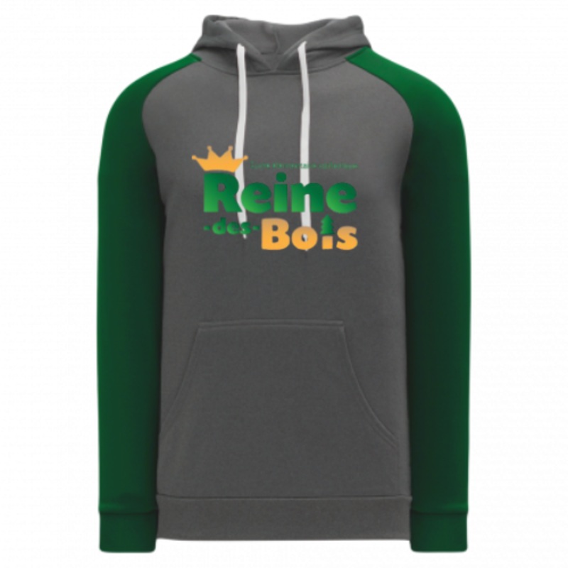 COLE LMENTAIRE CATHOLIQUE REINE DES BOIS AK 2 COLOUR HOODIE WITH FULL FRONT HEAT PRESSED LOGO