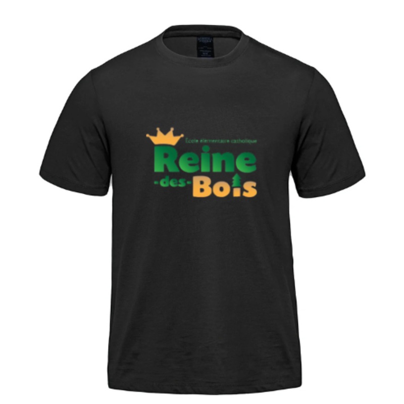COLE LMENTAIRE CATHOLIQUE REINE DES BOIS ATC DRYFIT SHORT SLEEVE TSHIRT WITH FULL FRONT HEAT PRESSED LOGO