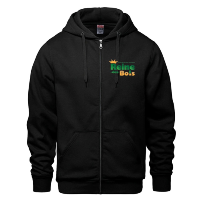 COLE LMENTAIRE CATHOLIQUE REINE DES BOIS FULL ZIP COTTON HOODIE WITH HEAT PRESSED LOGO ON LEFT CHEST