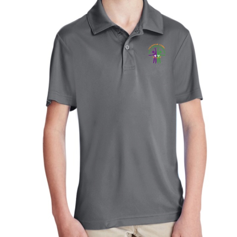 COLE LMENTAIRE CATHOLIQUE SAINT JOSEPH PERFORMANCE POLO- YOUTH SPORT GRAPHITE WITH EMBROIDERED LOGO