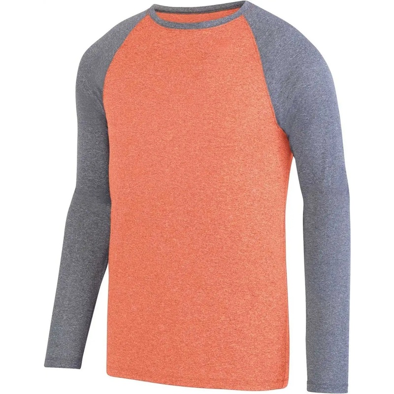 Augusta 2815 Kinergy Two Color Long Sleeve Raglan Tee – Orange Heather Graphite Heather
