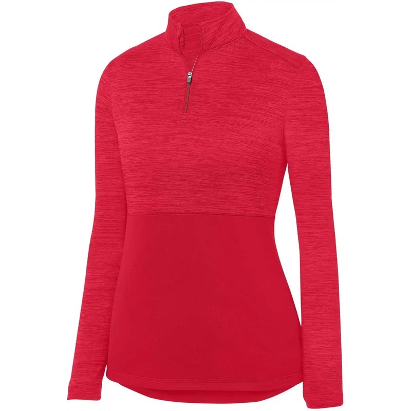 Augusta 2909 Ladies Shadow Tonal Heather 1/4 Zip Pullover – Red