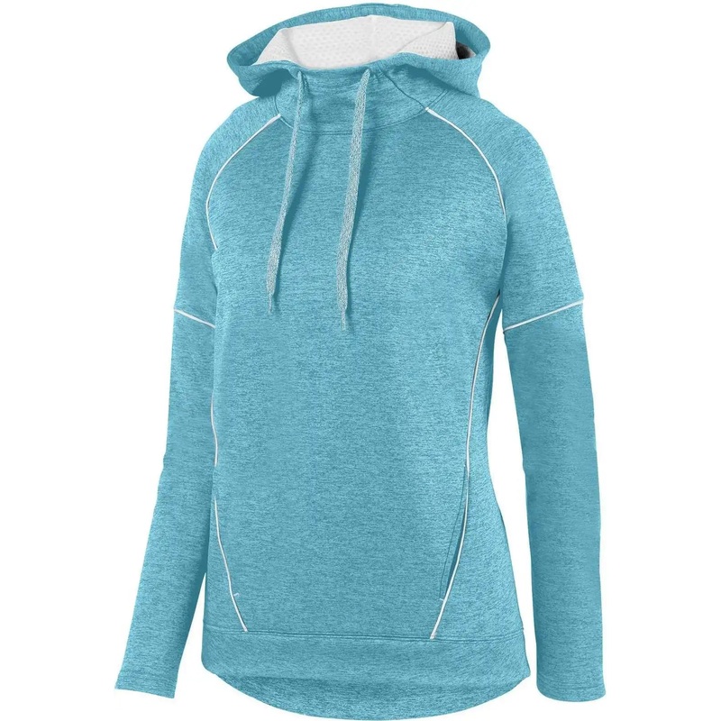 Augusta 5556 Ladies Zoe Tonal Heather Hoody – Aqua White