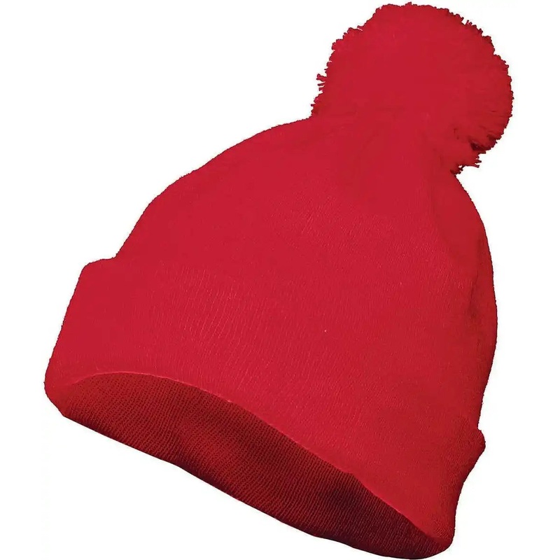 Augusta 6816 Pom Beanie – Red|Red|One Size Fits Most