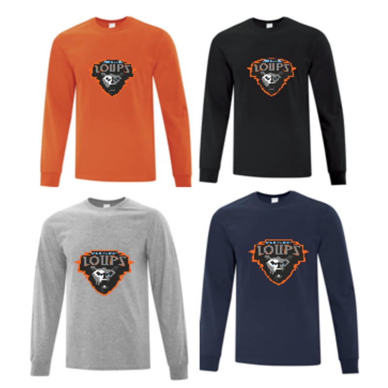 MER BLEUE LOUPS ATC COTTON LONG SLEEVE TSHIRT WITH FULL FRONT HEAT PRESS LOGO