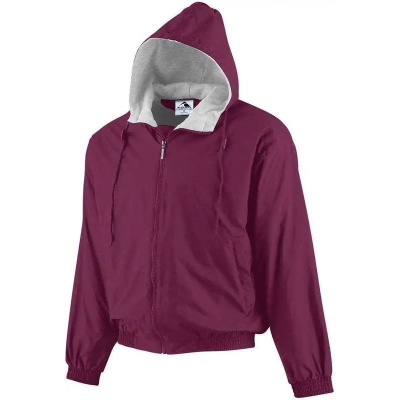 Augusta 3281 Youth Hooded Taffeta Jacket/Fleece Lined – Maroon