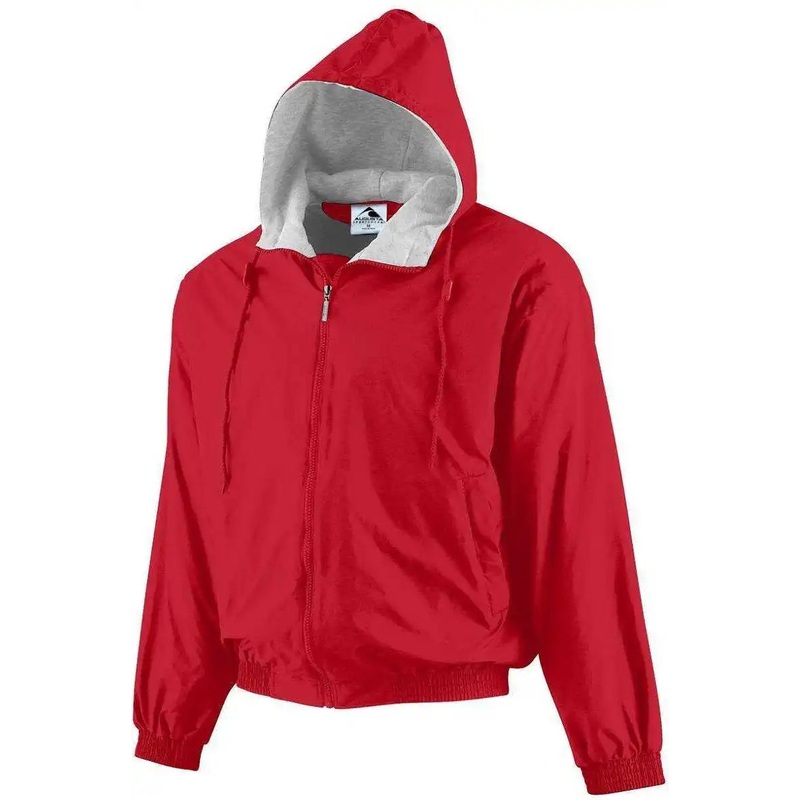 Augusta 3281 Youth Hooded Taffeta Jacket/Fleece Lined – Red