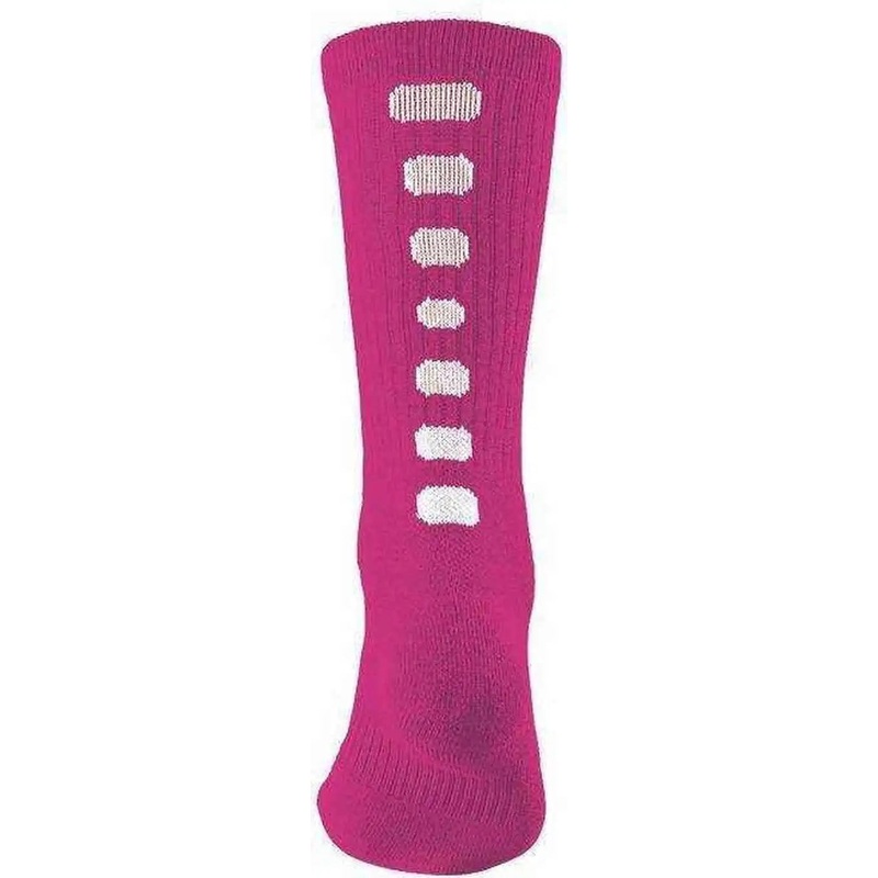 Augusta 6091 Color Block Crew Sock – Power Pink Wh