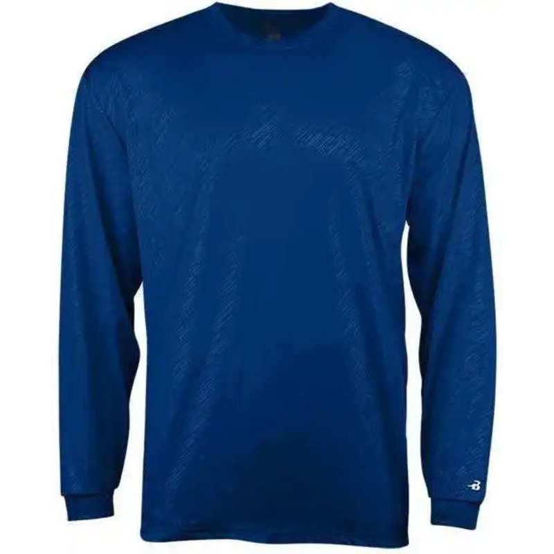 Badger Sport 2145 Line Embossed Youth Long Sleeve Tee – Royal Line Embossed