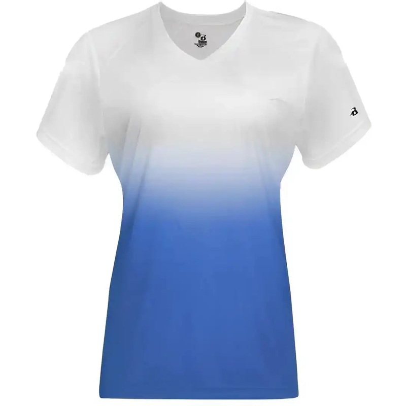 Badger Sport 4207 Ombre Women’s Tee – Royal White