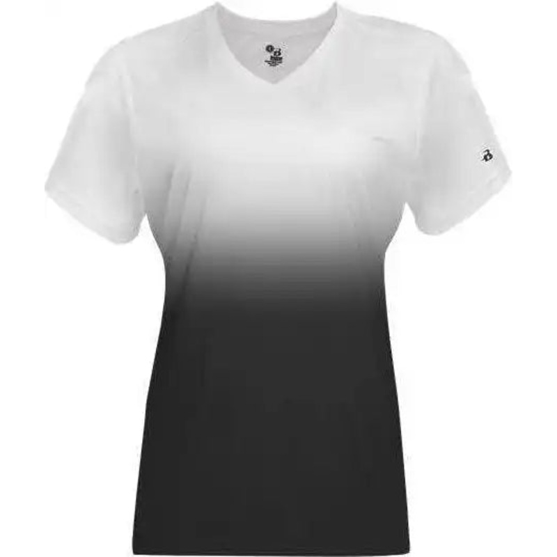 Badger Sport 4207 Ombre Women’s Tee – White Black