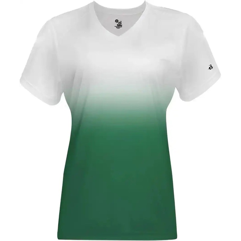 Badger Sport 4207 Ombre Women’s Tee – White Forest